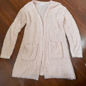 No Boundaries light pink long cardigan sweater teddy chenille juniors size XL